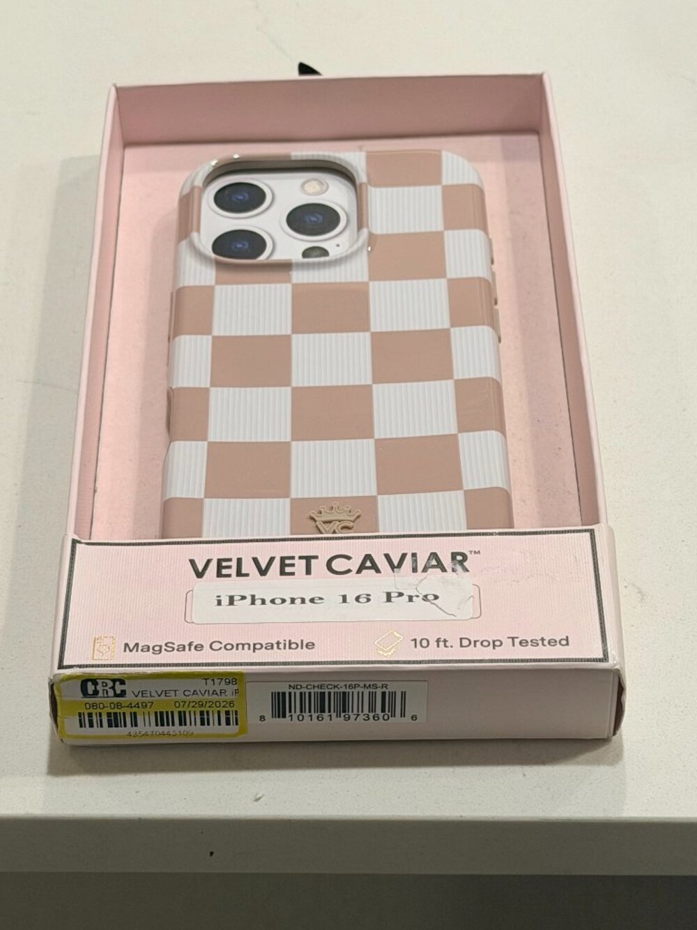 Velvet Caviar Mocha Vibe Checkered iPhone Case - iPhone 16 Pro - New in Box
